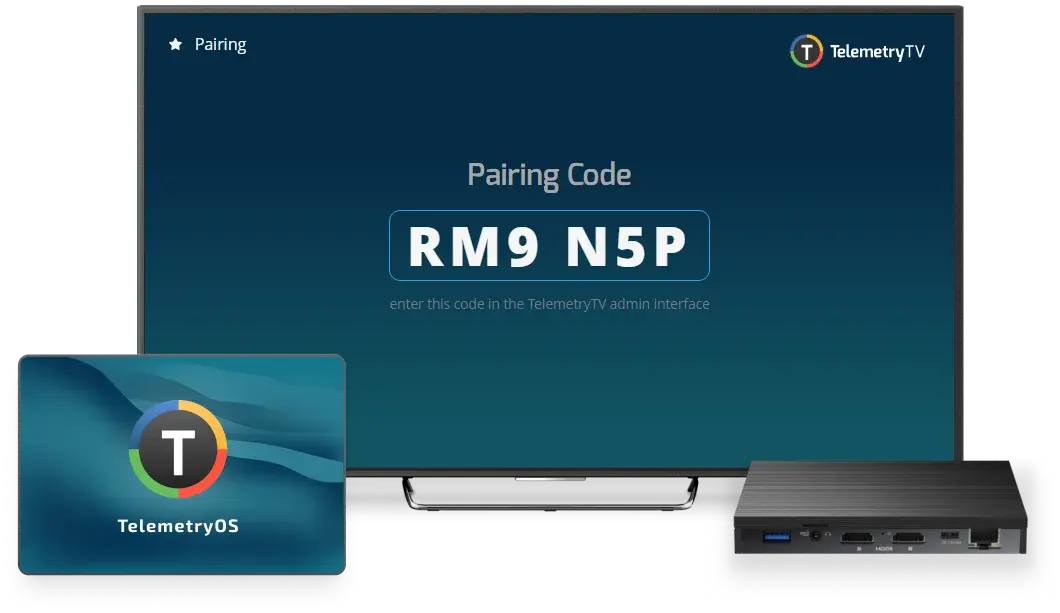 TelemetryTV Box OS powered digital signage media players and all-in-one devices